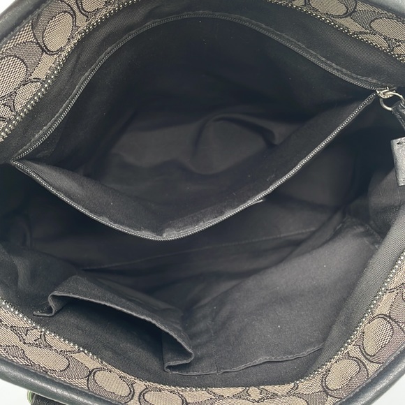 - Coach Black Signature Jacquard and Leather Tote Satchel Bag - Picture 9 of 11
